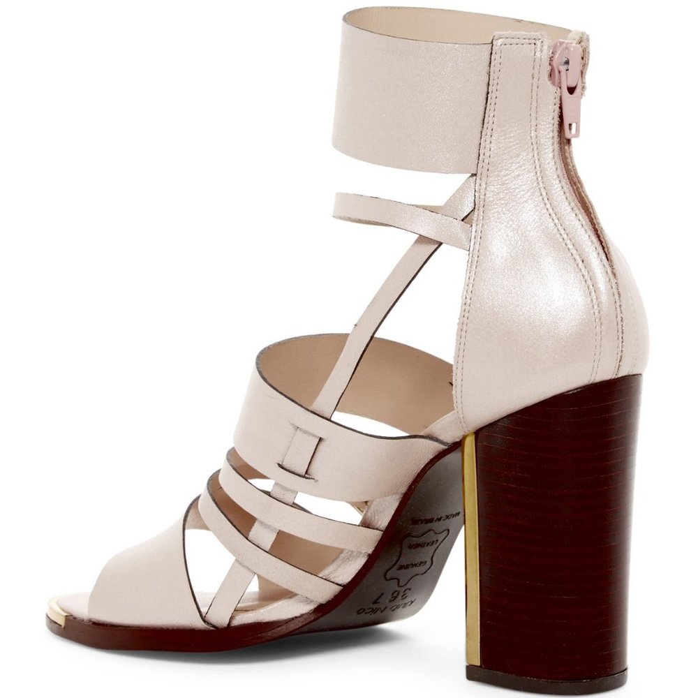 Klub Nico New Heels Sandals Strappy ALL Leather Luxe Celeb Chic Gold Women's 9 - Picture 5 of 15
